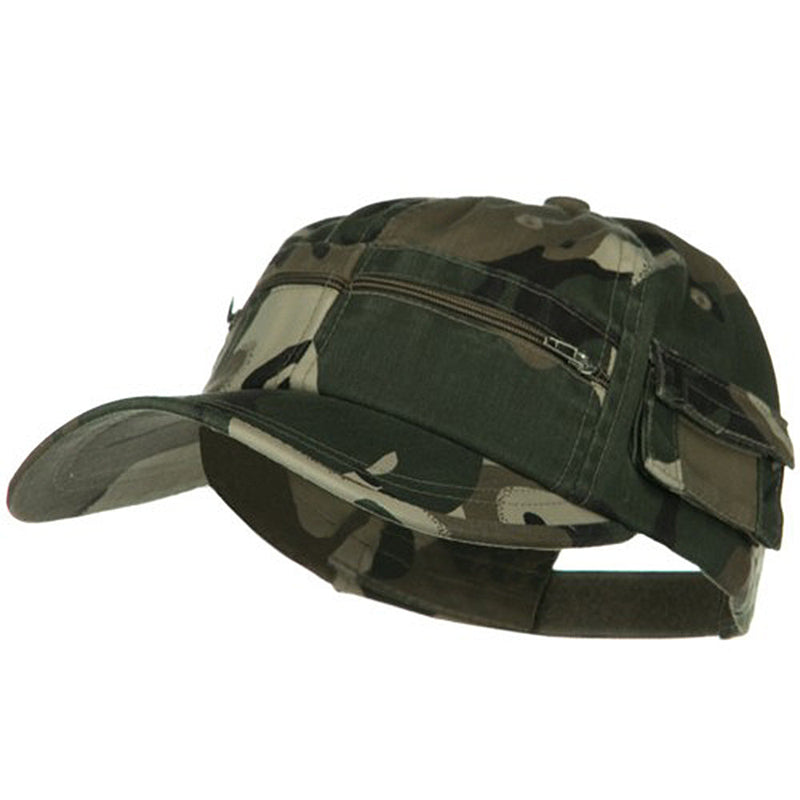 Casual Style Camo Washed Pocket Cap