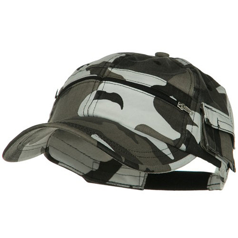Casual Style Camo Washed Pocket Cap