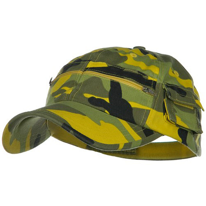 Casual Style Camo Washed Pocket Cap