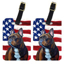 USA American Flag with French Bulldog Luggage Tag