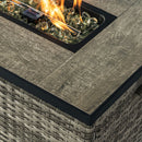 32" Propane Gas Fire Pit Table With Propane Tank Cover, 50000 Btu Rectangular Steel Fire Pit With Beautiful Wicker Base by HouseOfZazla