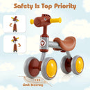 Baby Balance Bike No Pedal 4-Wheel Bicycle-Brown by LJGDeals