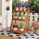Foldable 3-Tier Solid Wood Plant Stand for Patio Balcony by LJGDeals