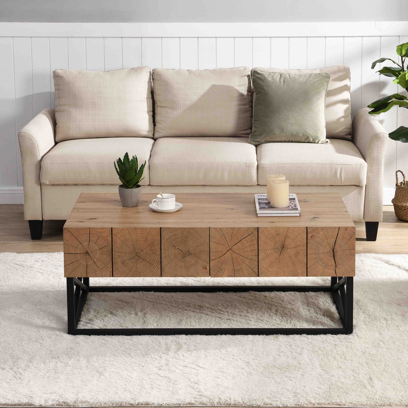43.31" Luxury Coffee Table with Two Drawers, Industrial Coffee Table for Living Room, Bedroom & Office