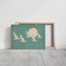 Japanese Crane Wall Art – Minimalist Blue & Gold Crane Print