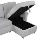 83" Modern Convertible Sleeper Sofa Bed with Storage Chaise,Gray