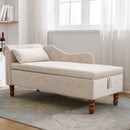 Chaise Lounge Indoor, Lounge Chair For Bedroom With Storage & Pillow, Modern Upholstered Rolled Arm Chase Lounge For Sleeping With Nailhead Trim For Living Room Bedroom Office by Unique Piece Furniture