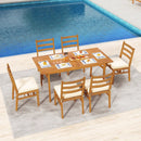 Outdoor Wooden Dining Chair Set of 4 with Padded Seat Cushions-White by LJGDeals