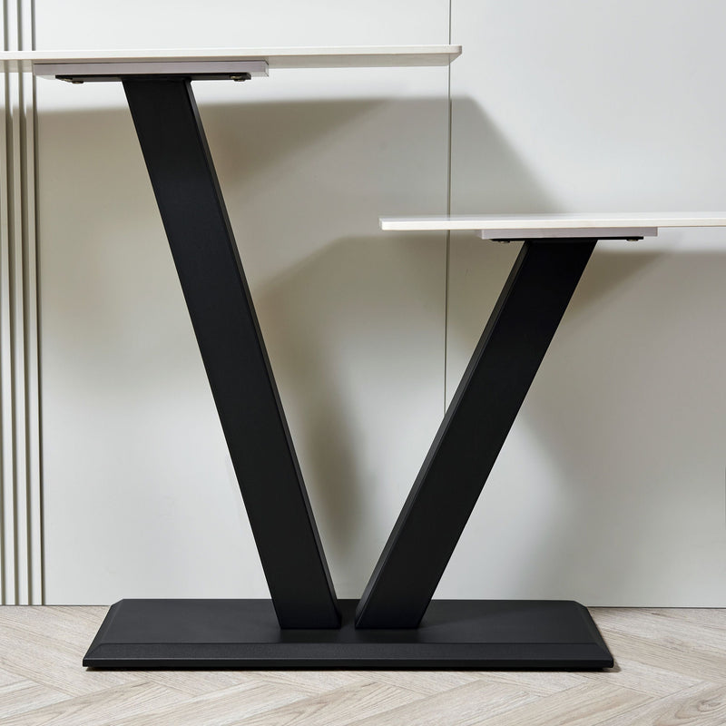 47.2"Modern Console Table, Exquisite shape design, Metal Frame with Adjustable foot pads for Entrance, Corridor, Living room & Office.(Black)
