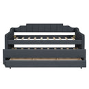 Upholstered Simple Design Daybed With Trundle And 3 Drawers