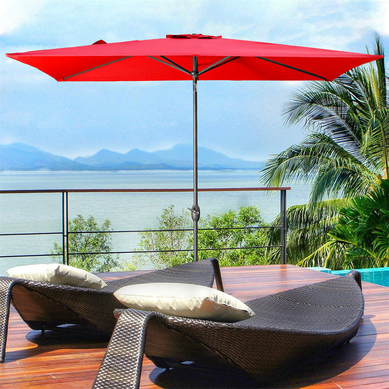 6.5FT x 10FT Patio Umbrella Outdoor Red Uv Protection