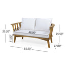 Outdoor Wooden Loveseat with Cushions - White/Teak