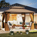 Hardtop Gazebo 10x10 ft with Netting and Curtains by LJGDeals