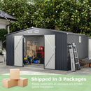 12 x 9.8 Feet Outdoor Storage Shed with Lockable Door and Pitched Roof-Gray by LJGDeals