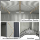 12 x 9.8 Feet Outdoor Storage Shed with Lockable Door and Pitched Roof-Gray by DirectDeals