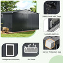 12 x 9.8 Feet Outdoor Storage Shed with Lockable Door and Pitched Roof-Gray by DirectDeals