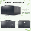 12 x 9.8 Feet Outdoor Storage Shed with Lockable Door and Pitched Roof-Gray by LJGDeals
