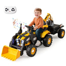 4-in-1 Kids Ride on Tractor 12V Excavator Bulldozer with Remote Control-Yellow by LJGDeals