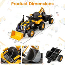 4-in-1 Kids Ride on Tractor 12V Excavator Bulldozer with Remote Control-Yellow by LJGDeals