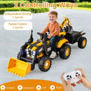 4-in-1 Kids Ride on Tractor 12V Excavator Bulldozer with Remote Control-Yellow by LJGDeals