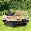 12V Electric Kids Ride On Tank with Rotatable Turret and 8 Missiles for Kids Aged 37-95 Months Old-Khaki by DirectDeals