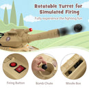 12V Electric Kids Ride On Tank with Rotatable Turret and 8 Missiles for Kids Aged 37-95 Months Old-Khaki by DirectDeals