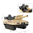 12V Electric Kids Ride On Tank with Rotatable Turret and 8 Missiles for Kids Aged 37-95 Months Old-Khaki by LJGDeals