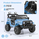 12V Kids Ride on Truck Car with Remote Control Threaded Wheels and 3 Speeds-Navy