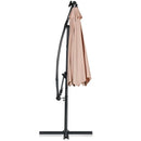10 Feet 360° Rotation Solar Powered LED Patio Offset Umbrella without Weight Base-Gray by LJGDeals