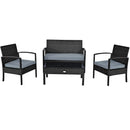 4 Pieces Patio Rattan Cushioned Furniture Set by LJGDeals