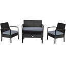 4 Pieces Patio Rattan Cushioned Furniture Set