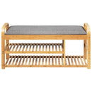 3-Tier Bamboo Shoe Rack Bench with Cushion-Natural by LJGDeals