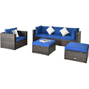6 Pcs Patio Rattan Furniture Set with Sectional Cushion by LJGDeals