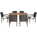 7Pcs Patio Rattan Cushioned Dining Set with Umbrella Hole by LJGDeals