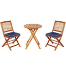 3 Pieces Patio Folding Bistro Set with Padded Cushion and Round Coffee Table-Navy by LJGDeals