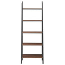 5 Tier Leaning Bookshelf Wood Metal Bookcase by LJGDeals