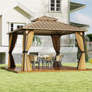 12 x 12 FT Hardtop Gazebo Outdoor Pergola for Patio Garden Deck Lawn Backyard Party Tent-Coffee by LJGDeals