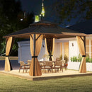 12 x 12 FT Hardtop Gazebo Outdoor Pergola for Patio Garden Deck Lawn Backyard Party Tent-Coffee by LJGDeals