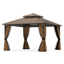 12 x 12 FT Hardtop Gazebo Outdoor Pergola for Patio Garden Deck Lawn Backyard Party Tent-Coffee by DirectDeals