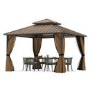 12 x 12 FT Hardtop Gazebo Outdoor Pergola for Patio Garden Deck Lawn Backyard Party Tent-Coffee by DirectDeals
