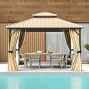 12 x 12 FT Hardtop Gazebo Outdoor Pergola for Patio Garden Deck Lawn Backyard Party Tent-Coffee by DirectDeals