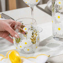 Daisy Painted Stemless Wine Glasses by Jersey Art Glass