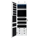 5 LEDs Lockable Mirror Jewelry Cabinet Armoire with 6 Drawers-White by LJGDeals