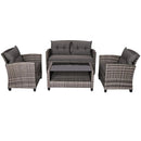 4 Pieces Patio Rattan Furniture Set Coffee Table Cushioned Sofa-Gray by DirectDeals