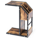 Industrial C-Shape Snack End Table with Storage Space by LJGDeals