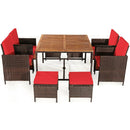 9 Pieces Patio Rattan Dining Cushioned Chairs Set by LJGDeals