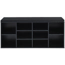 10-Cube Organizer Shoe Storage Bench with Cushion for Entryway-Black
