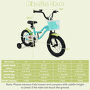 12/14/16 Inch Kids Bike with Training Wheels and Basket Green Color