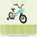 12/14/16 Inch Kids Bike with Training Wheels and Basket Green Color