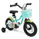 12/14/16 Inch Kids Bike with Training Wheels and Basket Green Color by LJGDeals
